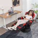 Costway Massage Video Gaming Recliner Chair with Adjustable Height-Red - Color: Red