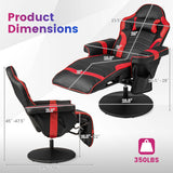 Costway Massage Video Gaming Recliner Chair with Adjustable Height-Red - Color: Red