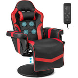 Costway Massage Video Gaming Recliner Chair with Adjustable Height-Red