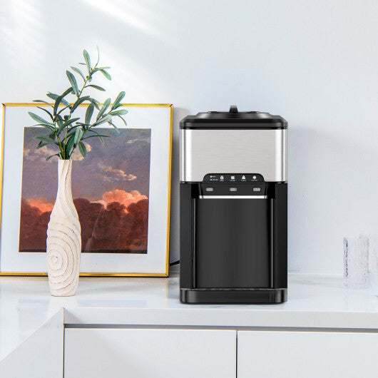 Costway Water Cooler Dispenser 3-in-1 with Built-in Ice Maker and 3 Temperature Settings-Silver