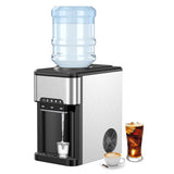 Costway Water Cooler Dispenser 3-in-1 with Built-in Ice Maker and 3 Temperature Settings-Silver