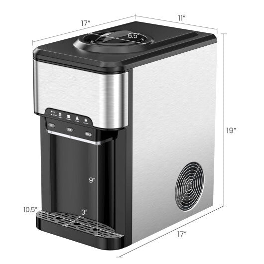 Costway Water Cooler Dispenser 3-in-1 with Built-in Ice Maker and 3 Temperature Settings-Silver