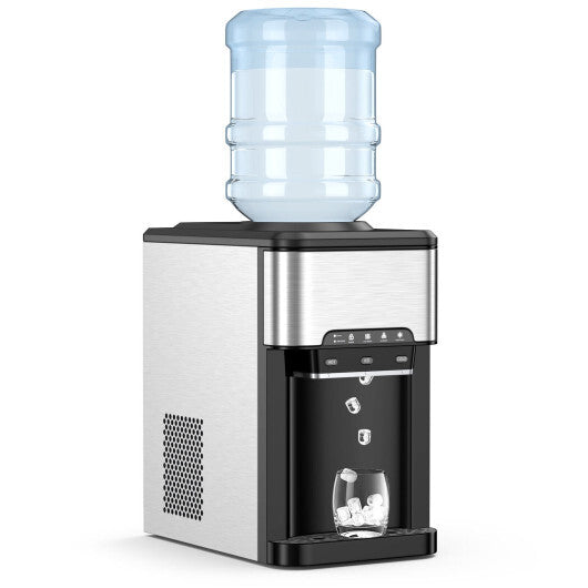 Costway Water Cooler Dispenser 3-in-1 with Built-in Ice Maker and 3 Temperature Settings-Silver