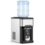 Costway Water Cooler Dispenser 3-in-1 with Built-in Ice Maker and 3 Temperature Settings-Silver