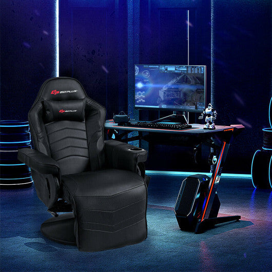 Goplus Ergonomic High Back Massage Gaming Chair with Pillow-Black - Color: Black