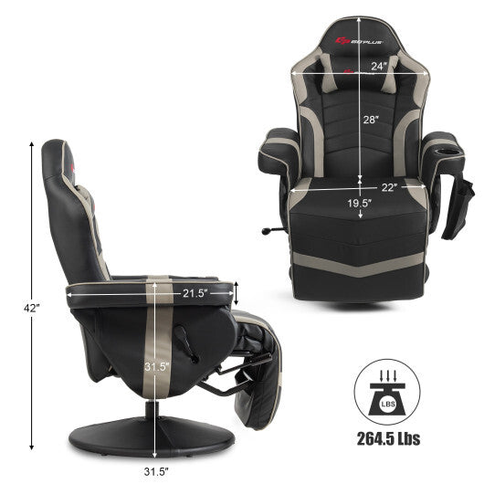 Goplus Ergonomic High Back Massage Gaming Chair with Pillow-Gray