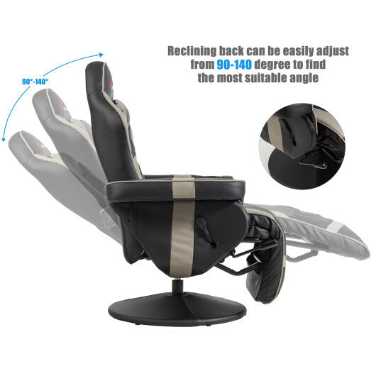 Goplus Ergonomic High Back Massage Gaming Chair with Pillow-Gray