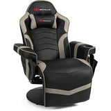 Goplus Ergonomic High Back Massage Gaming Chair with Pillow-Gray - Color: Gray