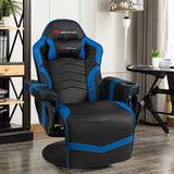 Goplus Ergonomic High Back Massage Gaming Chair with Pillow-Blue - Color: Blue