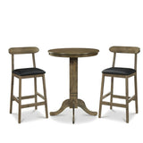 Costway 3 Pieces Wood Bar Table Set for 2 Round Pub Table with Pedestal Base and 2 Armless Stools