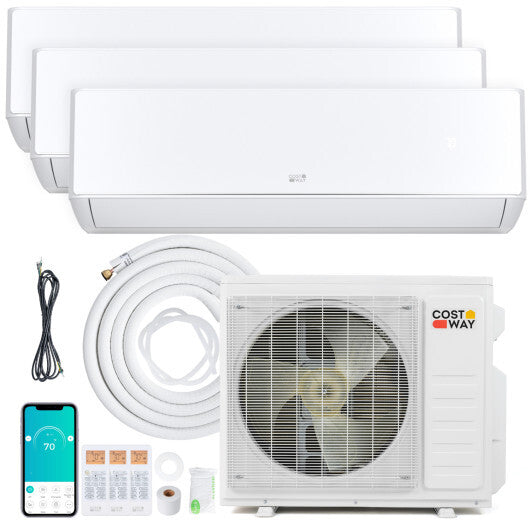 X-Pro 27000 BTU 3 Zone 24 SEER2 Mini Split AC with Heat Pump-9K + 12K + 12K - Color: White - Size: 9K + 12K + 12K