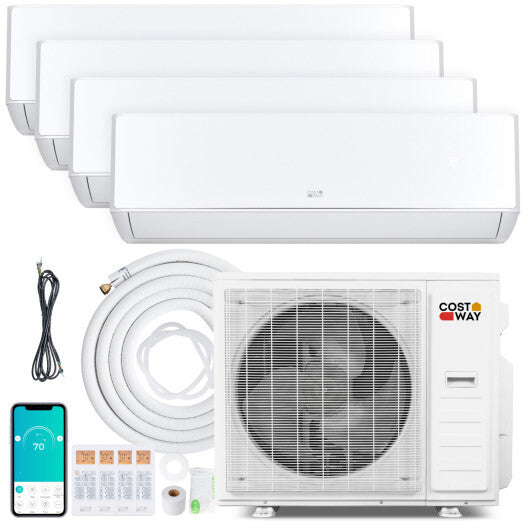 X-Pro 35000 BTU 4 Zone 22.5 SEER2 Mini Split AC with Heat Pump-9K + 9K + 9K + 18K - Color: White - Size: 9K + 9K + 9K + 18K