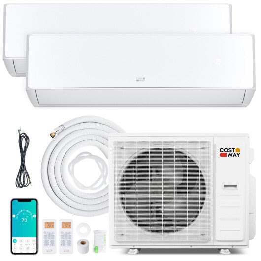 X-Pro 35000 BTU 2 Zone 22.5 SEER2 Mini Split AC with Heat Pump-18K + 18K - Color: White - Size: 18K + 18K