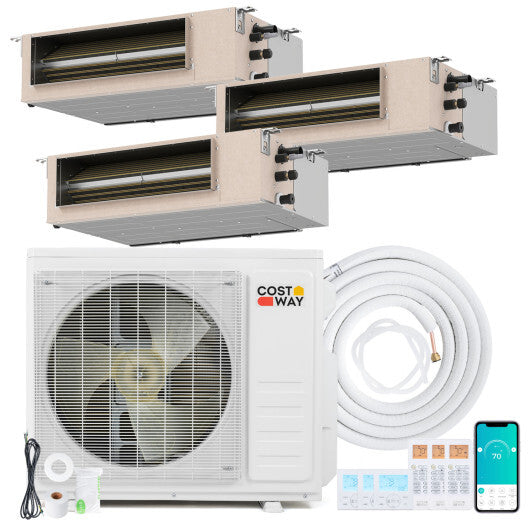 X-Pro 27000 BTU 3 Zone 24 SEER2 Concealed Ducted Mini Split AC-9K + 12K + 12K - Color: White - Size: 9K + 12K + 12K