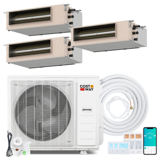 X-Pro 35000 BTU 3 Zone 22.5 SEER2 Concealed Ducted Mini Split AC-9K + 9K + 18K - Color: White - Size: 9K + 9K + 18K