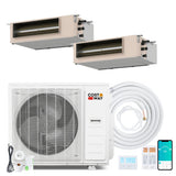X-Pro 35000 BTU 2 Zone 22.5 SEER2 Concealed Ducted Mini Split AC-12K + 12K - Color: White - Size: 12K + 12K
