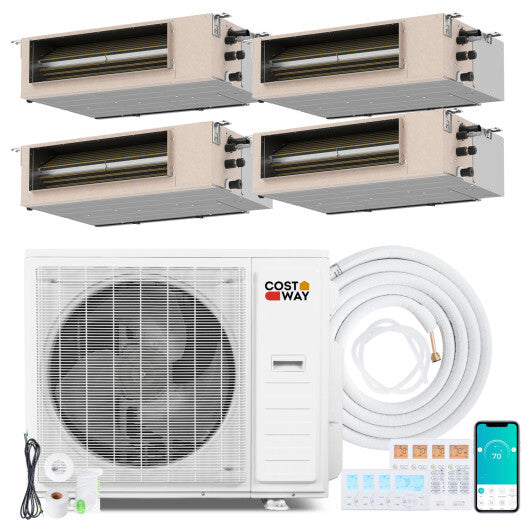 X-Pro 35000 BTU 4 Zone 22.5 SEER2 Concealed Ducted Mini Split AC-9K + 9K + 12K + 12K - Color: White - Size: 9K + 9K + 12K + 12K
