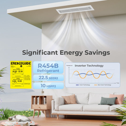 X-Pro 35000 BTU 4 Zone 22.5 SEER2 Concealed Ducted Mini Split AC-12K + 12K + 12K + 12K - Color: White - Size: 12K + 12K + 12K + 12K