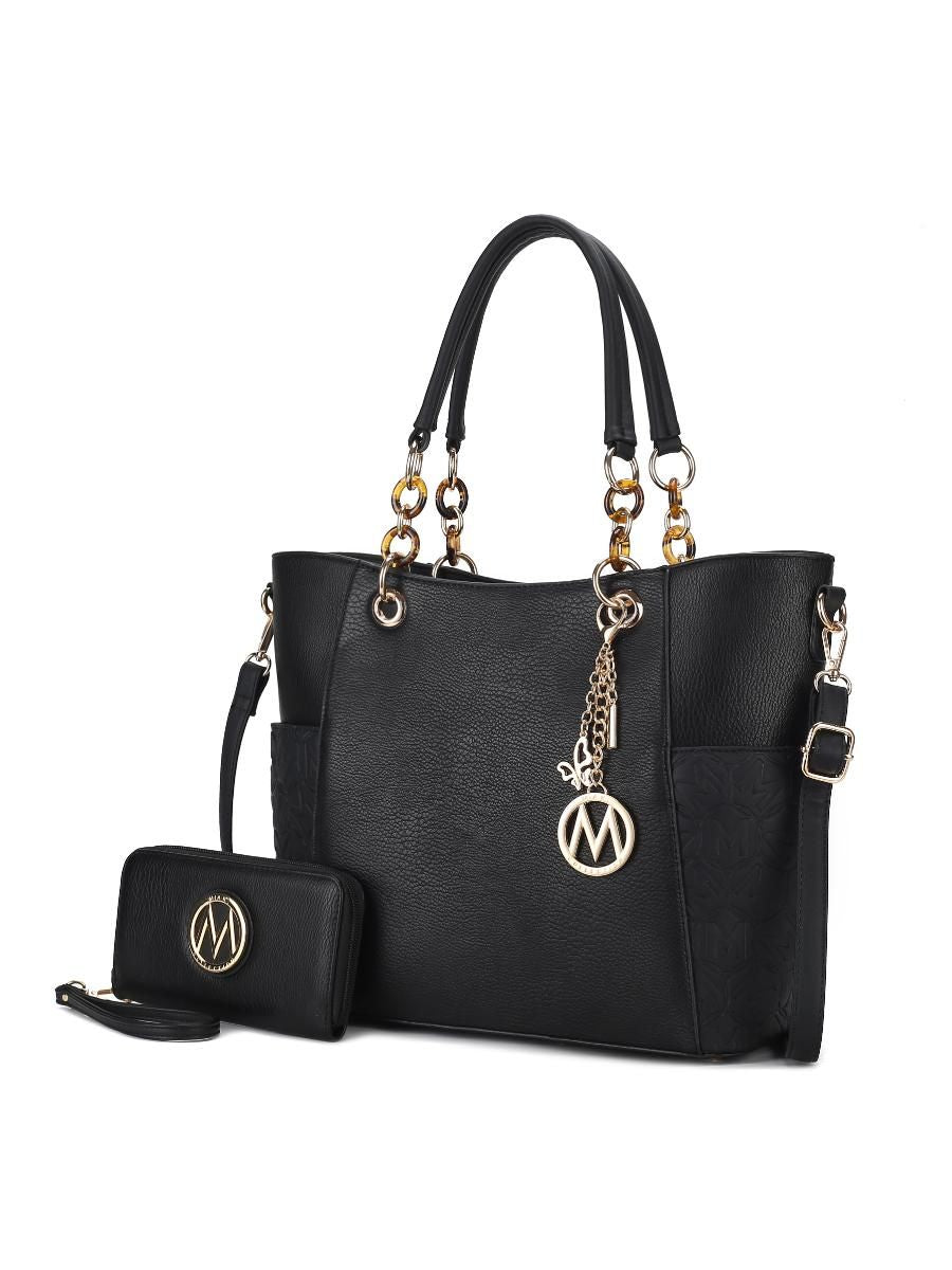 MKF Collection Merlina Embossed pockets Vegan Leather Women Tote Bag with Wallet by Mia k