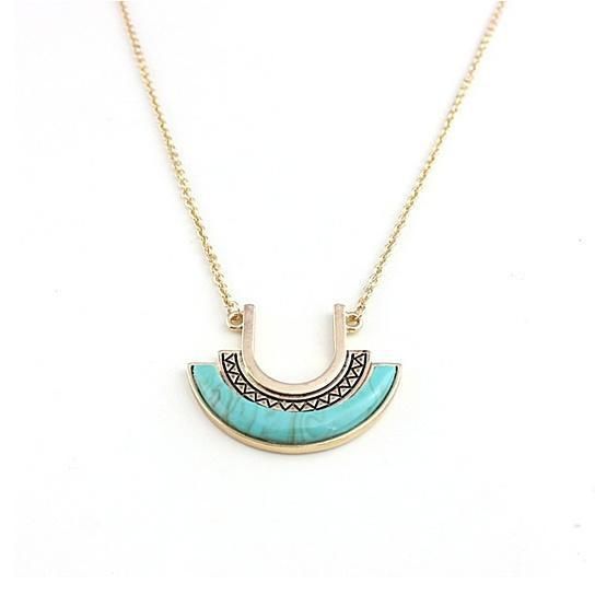 Love U To The Moon Long Turquoise Necklace