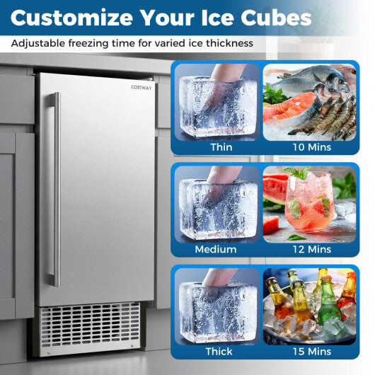 Costway Commercial Under Counter Ice Maker 90 lbs/Day Built-in Freestanding Ice Making Machine - Color: Black